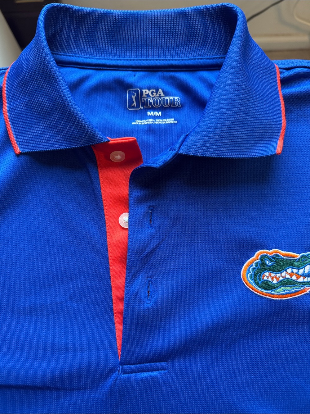 PGA TOUR Boys Royal Blue Polo with Red Placket and Gator Patch